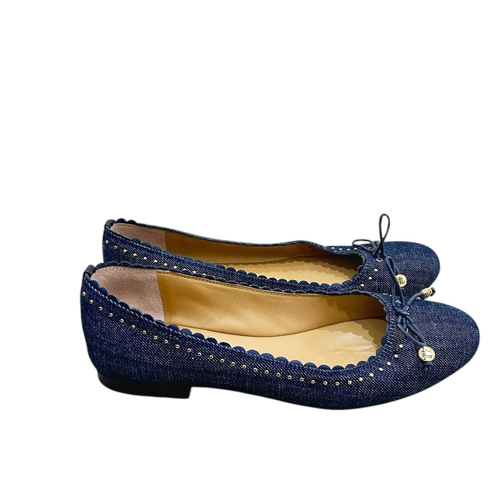 Ralph Lauren Blue Denim Flats with Gold Accents size 8 - Final Price Reduction